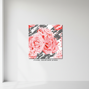 Art mural en acrylique avec fleurs de <span class=keywords><strong>rose</strong></span> <span class=keywords><strong>rose</strong></span>, impression florale aquarelle avec traces de pinceaux <span class=keywords><strong>gris</strong></span>, décoration moderne <span class=keywords><strong>et</strong></span> romantique pour salon - Product Image 2