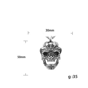 จี้หัวกะโหลกสแตนเลสสำหรับผู้ชาย สร้อยคอแนวเรโทร ของขวัญ 190138 - Product Image 5