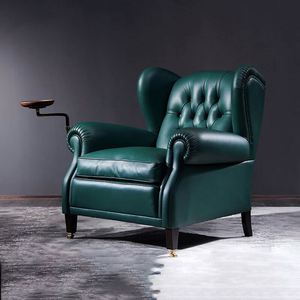 Sillón Individual de Cuero Genuino de Primera Capa, Estilo Americano de Lujo, Diseño Godfather - Product Image 2