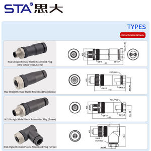 M12 Wasserdichter Feldmontage-Steckverbinder DIN Stecker Buchse PG7 PG9 PG11 Schraubanschluss Halb-Kunststoff Gerade Winkelstecker Strom - Product Image 5