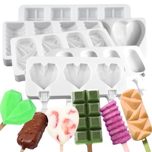 Diamond Shaped Silicone Popsicle Mold 4 Piece For Ice Cream Making Home Kitchen Use - Product Image 5