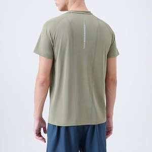 T-shirt décontracté pour homme, idéal pour la gym et le fitness, 180 GSM, polyester et élasthanne, épais, pour l'été, personnalisable avec logo, pour le fitness estival - Product Image 2