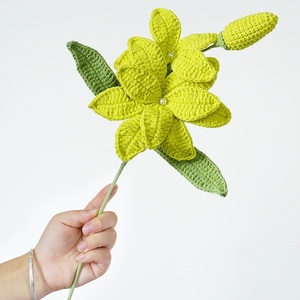 Qianzhiyu fait à la main <span class=keywords><strong>fil</strong></span> de coton tricoté <span class=keywords><strong>Magnolia</strong></span> artificiel Bouquet de mariage Design décontracté fleurs décoratives plantes fleur - Product Image 5