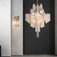 Lustre moderne de luxe léger à pampilles, idéal pour villa, duplex, escalier, hôtel, restaurant, hall – Lampe de designer italienne atmosphérique