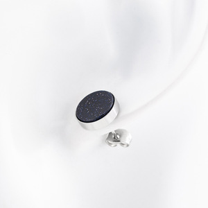 Pendientes de Acero de Titanio con Piedra de Arcilla Púrpura Cielo Nocturno, Diseño Geométrico Minimalista, Joyería de Moda Unisex - Product Image 4