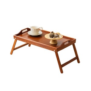 Superior Living Wooden Lazy Folding Table Multi Functional Tea Tray Bedside <b>Desk</b> For Home Bedroom Use - Product Image 5