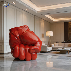 Fiberglass Red Fist Sculpture Life Size Custom Art Decor Hand-painted Durable Club Entrance - Product Image 2