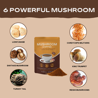 Café de Hongos 7 en 1 de Alta Calidad con Polvo de Reishi y Maitake, Superalimento