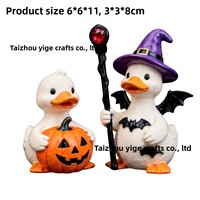 Ensemble d'ornements de canards créatifs tendance pour Halloween, canards miniatures en résine avec citrouille et chapeau de sorcière, cadeau d'automne en provenance de Chine