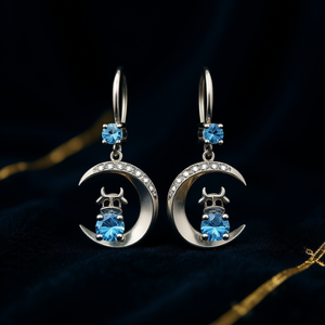 Orecchini Pendenti E1200 Moon Drop in Argento 925 con Cristalli e Strass, Eleganti per Uso Quotidiano Femminile, Montatura a Griffe con Diamante Bianco - Product Image 2