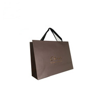 Logo personnalisé de haute qualité, poignée de sac en papier brun doré pour boutique, technologie d'impression offset numérique