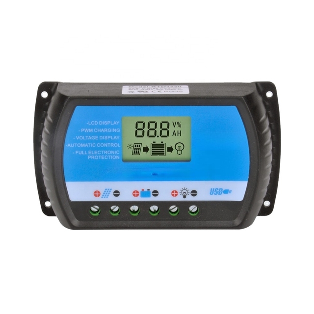 Solar Charge Controller 30A 20A 10A Voltage Regulator PWM Solar Charge Controller 12V 24V LCD USB 5V Solar Regulator