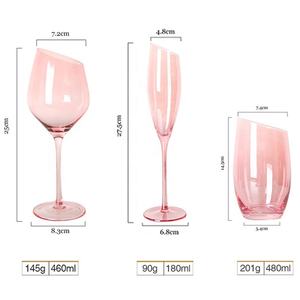 Verre à vin sans <span class=keywords><strong>plomb</strong></span> en cristal rose, sans pied, à coupe oblique, à bord incliné, pour bière, eau, champagne - Product Image 6