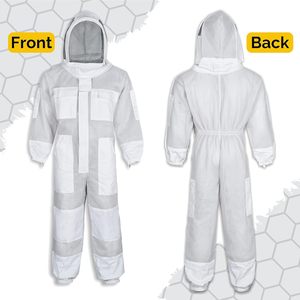 Combinaison de protection des apiculteurs à 3 couches Voile de clôture ventilé amovible contre les abeilles Combinaisons d'apiculture avec gants anti-morsure - Product Image 6