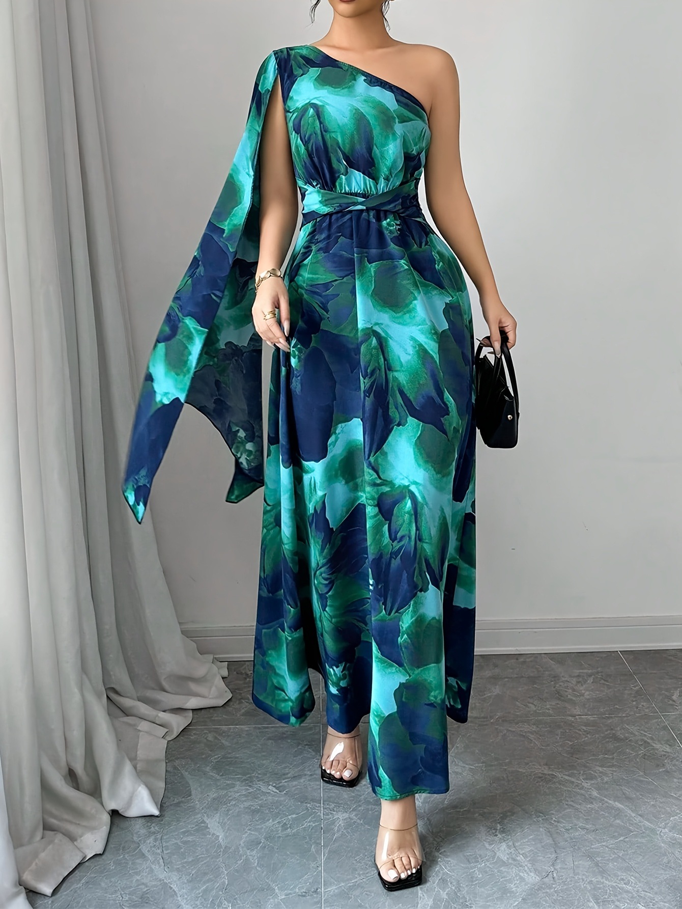 Asymmetric Neckline - Dress with Asymmetrical Neckline - New Design