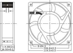 EN İYİ 220V AC Elektrikli Aksiyal Soğutma Fanı 120mm Çift Bilyalı Rulmanlı PBT Kanatlı 120x120x38mm ODM Havalandırma Egzozu - Product Image 3