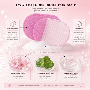 Almohadillas Limpiadoras Faciales OEM Personalizadas con Flor <span class=keywords><strong>de</strong></span> Cerezo y Centella Panthenol, Doble Cara, Espumosas, Calmantes, para <span class=keywords><strong>un</strong></span> Aspecto Radiante, Productos <span class=keywords><strong>de</strong></span> Belleza para el Cuidado Facial - Product Image 4