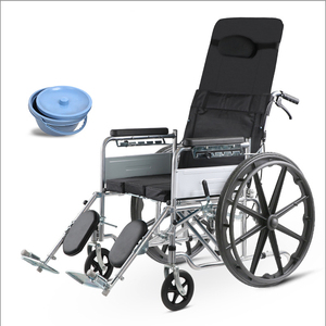 Fauteuil roulant manuel entièrement inclinable pliant en tuyau d'acier épaissi avec repose-jambes réglable en Offre Spéciale avec <span class=keywords><strong>commode</strong></span> - Product Image 6