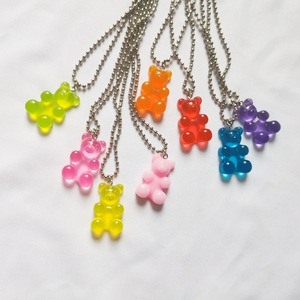 Mode mignon coloré résine gelée ours pendentif <span class=keywords><strong>collier</strong></span> en gros doux boule chaîne gommeux ours en peluche <span class=keywords><strong>collier</strong></span> pour filles enfants - Product Image 4