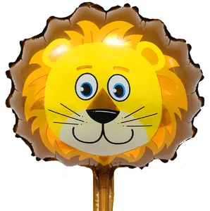 Wholesale Custom Self Inflating Helium Foil Globos Cartoon Animal Head Lion Shape Balloon For Children Toy