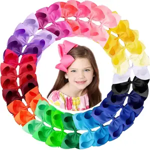 wholesale 6 inch hair bow clips with large hairpins boutique hairclips hot sale grosgrain ribbon hairgrips