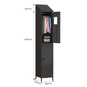 Casier métallique simple à 2 portes avec dessus incliné et serrure électronique, armoire de rangement en acier pour personnel, salle de sport, école, bureau - Product Image 1