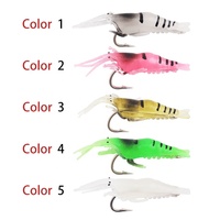 Leurres de pêche souples en forme de crevettes avec hameçon 48mm/1.2g, mini appâts artificiels en gel de silice pour la pêche