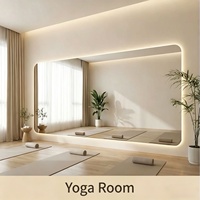 Miroir de Maquillage LED pour Studio de Pilates, Design Art Déco, Capteur Anti-Buée Tactile, Fixation Murale, Usage Commercial, Danse, Gymnase, Salle de Yoga