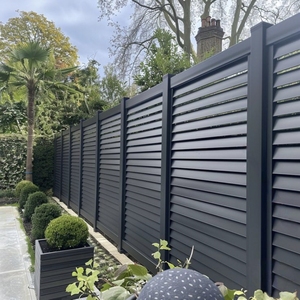Pannelli per Recinzione Esterna Ventilata a Privacy Totale, Recinzione Orizzontale in Doghe di Alluminio, Rivestimento Nero in Polvere, Ecologica e Resistente al Calore - Product Image 3