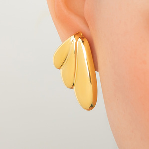 Fashion <b>Stud</b> Earrings Wave Geometry Electroplated 18K Gold <b>Titanium</b> Steel Party Jewelry Women's Earrings EH11210 - Product Image 2