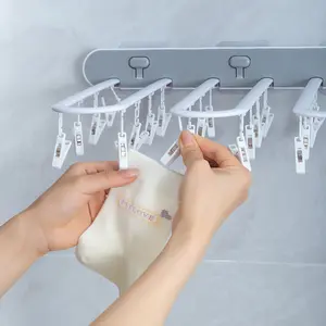 Cabide de parede dobrável multifuncional, meia e toalha para secagem de roupas de bebê, prateleira com clipe para armazenamento doméstico
