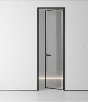 Porte intérieure en aluminium à cadre étroit pour salle de bain moderne, porte battante française en alliage d'aluminium, prix compétitif