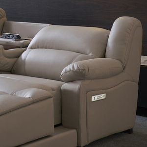 Sofá Reclinable Eléctrico de Lujo Moderno Juego de Sofás de Cuero Sintético Esquinero Seccional Estructura para Sala de Estar Sofá Reclinable en Forma de L - Product Image 6