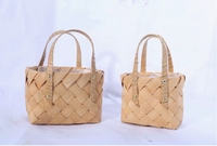 Panier de rangement multifonctionnel en bois naturel tressé à la main, design varié, pour fleurs et emballages cadeaux - Vente en gros