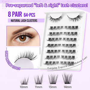 Proveedor de pestañas al por mayor C D Curl Diy Extensión de pestañas Segmento al por mayor Pestañas de racimo 8-14mm - Product Image 2