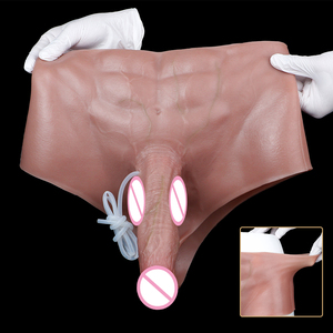 Dildo de silicona elástica con textura de piel realista, color piel/negro, con función de eyaculación, para lesbianas. - Product Image 3