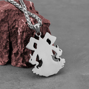 Collana da Uomo Retrò in Acciaio Inossidabile con Ciondolo Ascia del Dio della Guerra Vichingo e Amuleto Runico - Vendita all'Ingrosso - Product Image 3