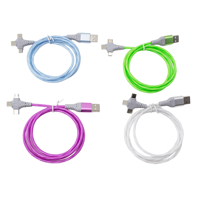 Custom Luminous Data Line Data 3 in 1 Cable Fast Charger Mobile Phone Charger USB Cable