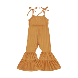 RTS NO MOQ bebé niñas Color naranja acanalado primavera cremallera mono mameluco venta al por mayor ropa para niños - Product Image 1