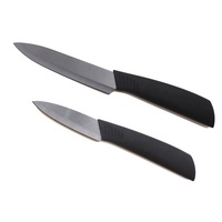 Vente flash, boîte cadeau personnalisée avec logo, couteaux à lame noire, manche en PP, couteaux de cuisine, ensemble de couteaux en céramique