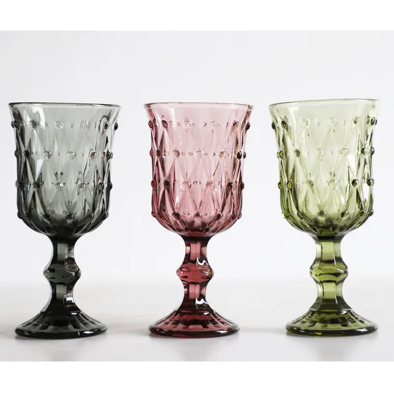 Goffratura verde perla decorazione di nozze bevanda vino bicchiere calice di vetro tazza di vino vintage