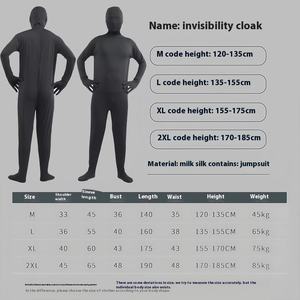 Disfraz de Halloween para adultos y niños <span class=keywords><strong>Mono</strong></span> negro sólido Invisible Hombre y gato Personaje Ropa de invisibilidad ajustada para hombres - Product Image 6