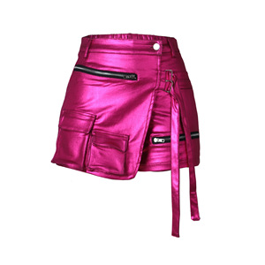 Nuova Collezione 2024: Shorts Estivi da Donna in Ecopelle Lucida con Tasche Cargo, Modello A-line - Product Image 6