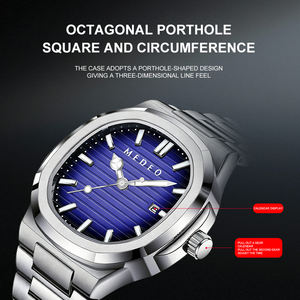 Reloj de Pulsera de Cuarzo para Hombre de Lujo Marca Medeo 855G, Resistente al Agua 3BAR, Acero Inoxidable, Correa Simple de Cuero - Product Image 2