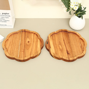 Solid Wood Flower Shaped Dried Fruit Plate Acacia Wood Household <b>Snack</b> <b>Tray</b> Living Room Serving <b>Trays</b> - Product Image 1