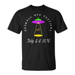 T-shirt souvenir extraterrestre du festival Roswell Ufo 2018, événement du 6-8 juillet, t-shirt unisexe pour adulte, manches courtes, col rond, imprimé en sérigraphie - Product Image 1