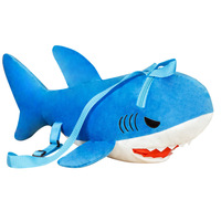 Sac à dos en peluche requin JUSTQUNSEEN pour enfants, en polyester, design unisexe, rembourré en coton PP, jouets brodés pour enfants