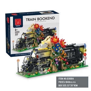 Set blok bangunan baru: Dekorasi berdiri buku kereta anak laki-laki besar (Edisi Ringan) Dekorasi mainan blok bangunan - Product Image 5