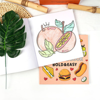 Nieuw kinderkleurboek met 40 cartoons van eten, fruit en graffiti, duurzame harde kaft van karton, duplex board papier, voor jonge creatieven