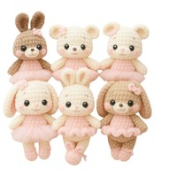 Kit de crochet pour débutants, adorable poupée lapin ou ours, ensemble de tricot DIY avec fil et outils, fournitures de tricot artisanal